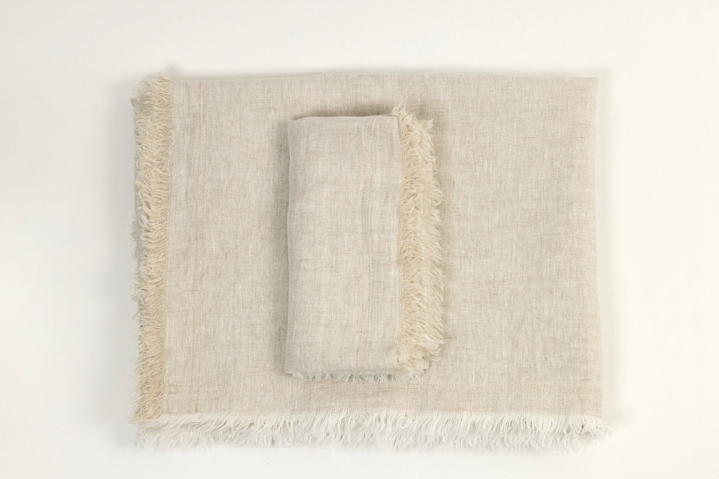 Servilleta Lino Kantha Flecos Natural x4
