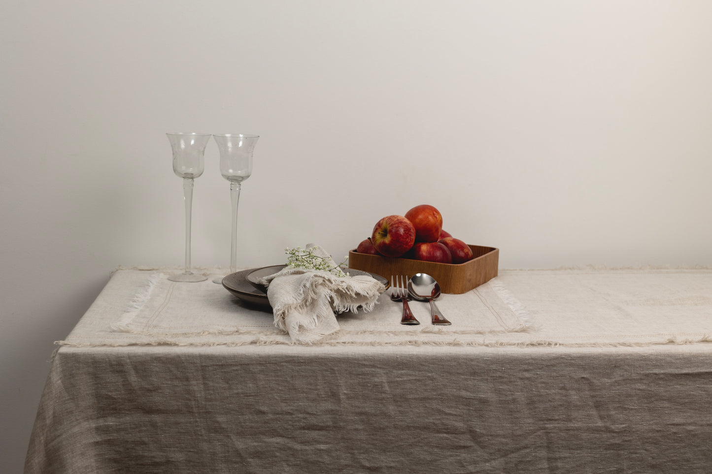 Mantel Lino Kantha Flecos Natural