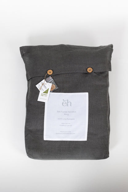 Set Funda Nordica Lino Gris Acero