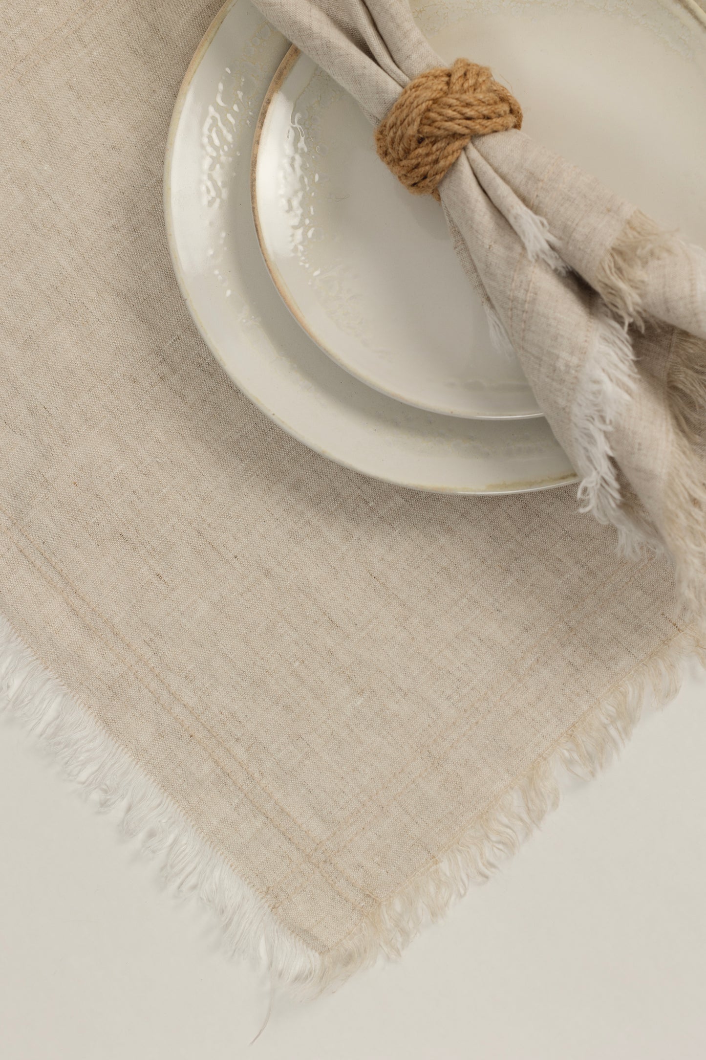 Servilleta Lino Kantha Flecos Natural