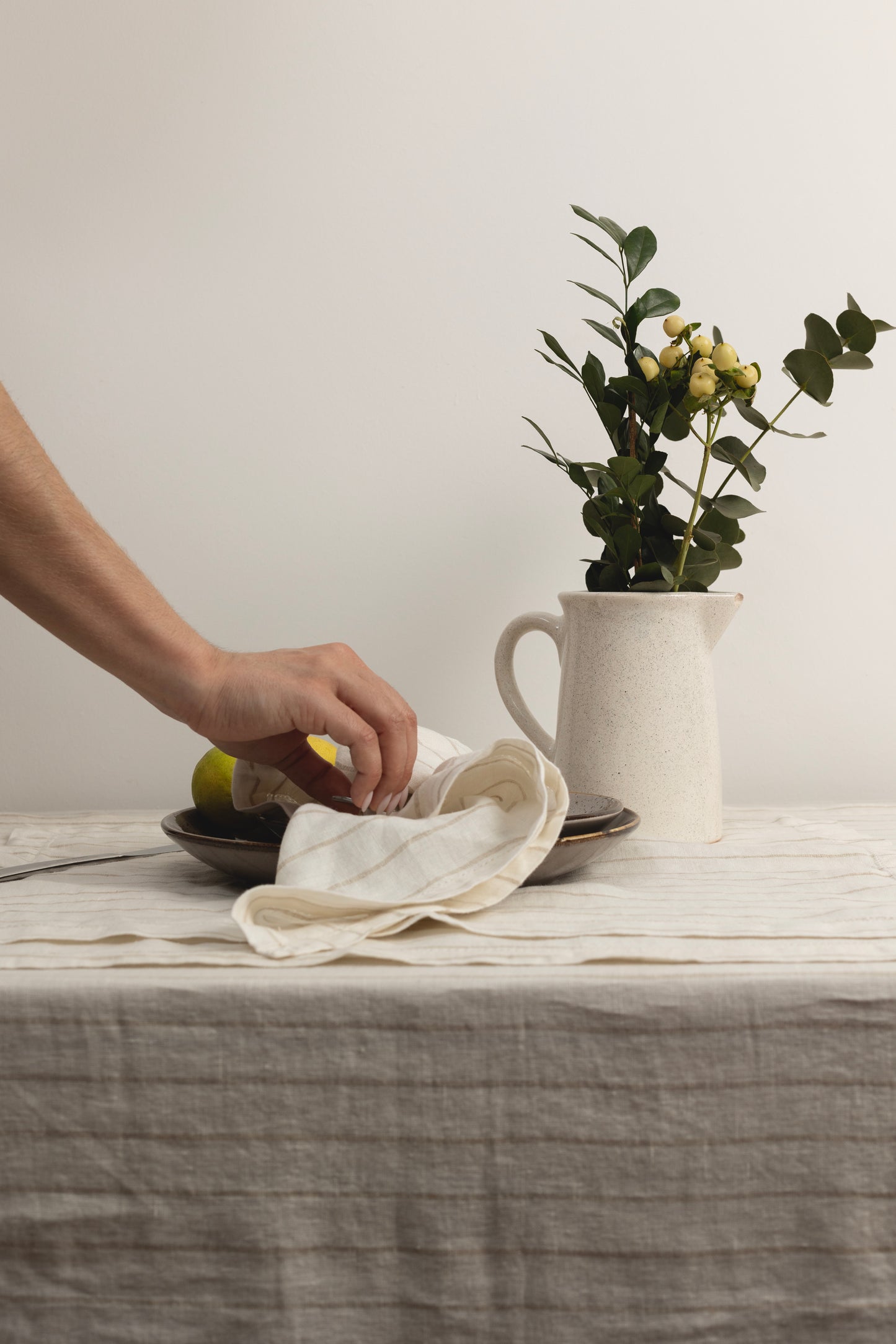 Individual Lino Vainilla Lineas