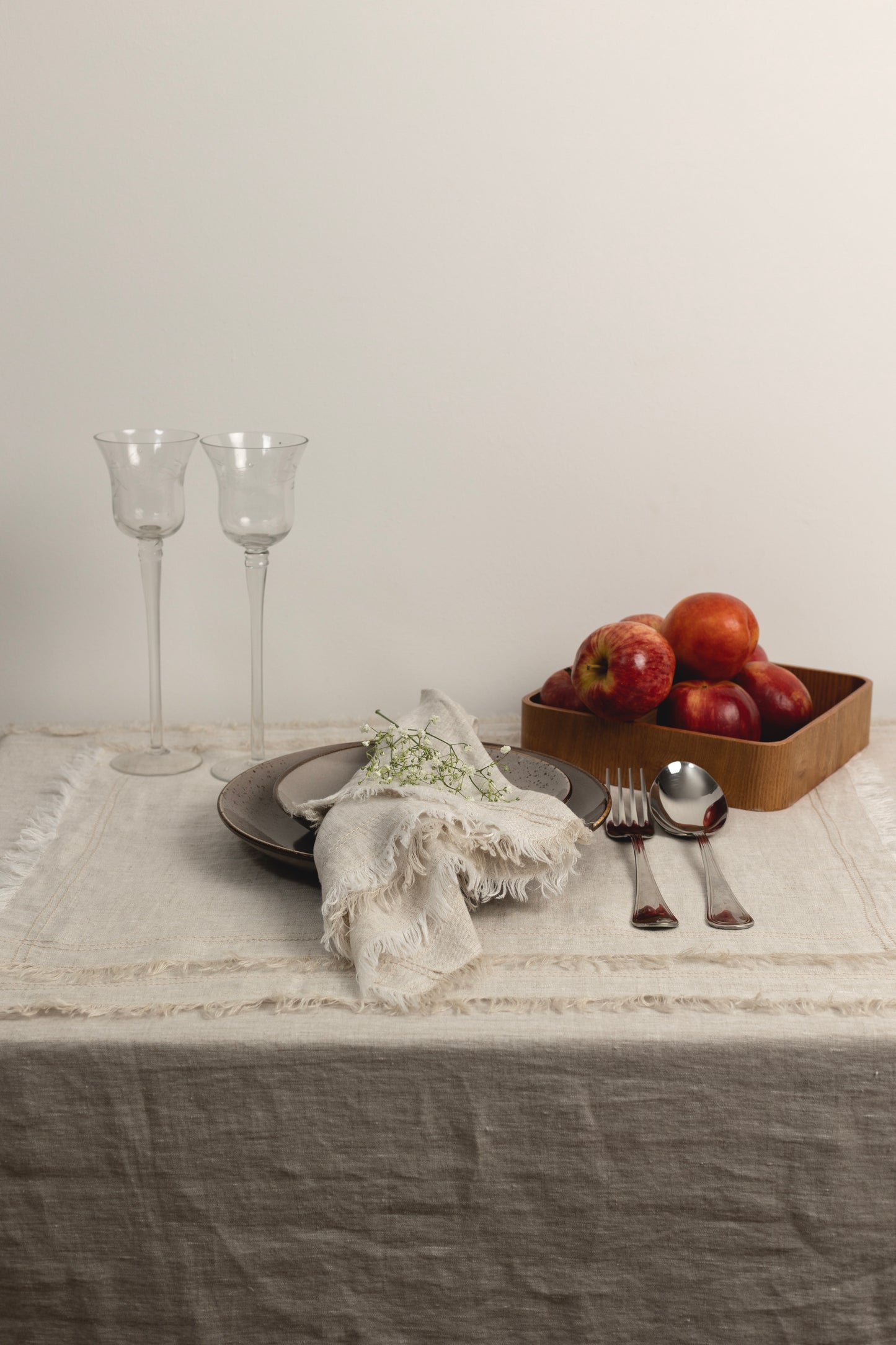 Servilleta Lino Kantha Flecos Natural