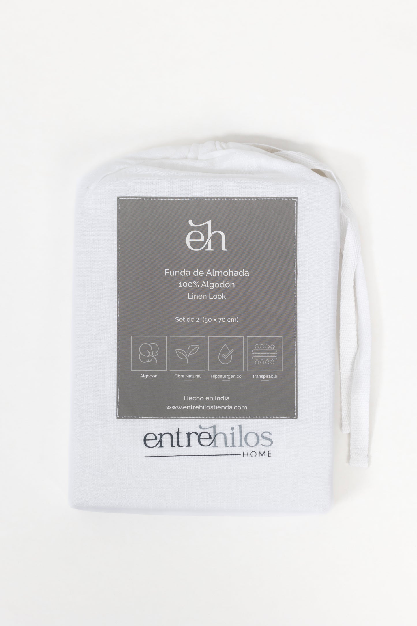 Set Funda de Almohada 100% Algodon Look Lino