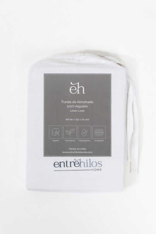 Set Funda de Almohada 100% Algodon Look Lino