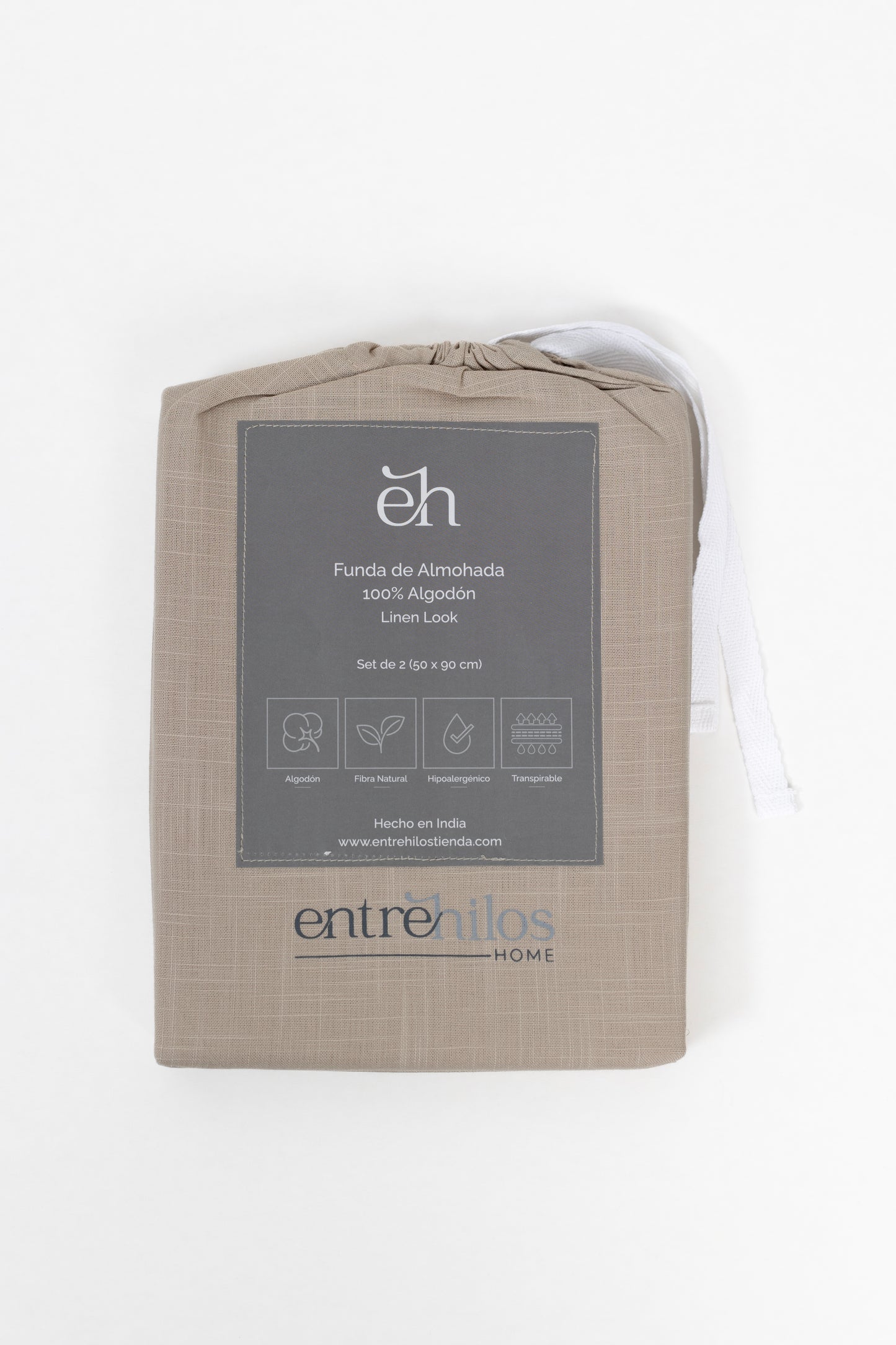 Set Funda de Almohada 100% Algodon Look Lino