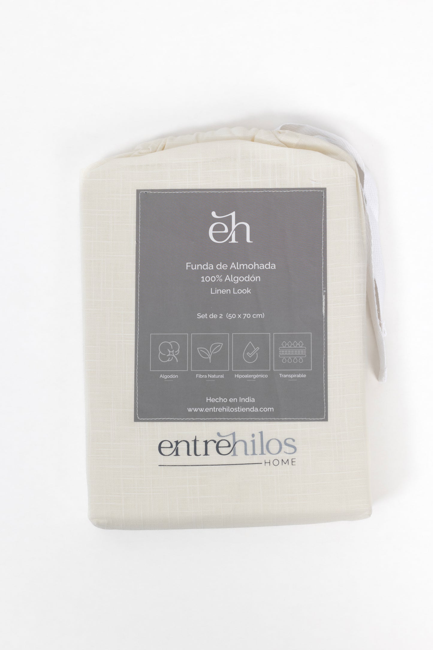 Set Funda de Almohada 100% Algodon Look Lino