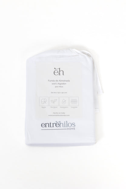 Set Funda de Almohada 100% Algodon 300 hilos