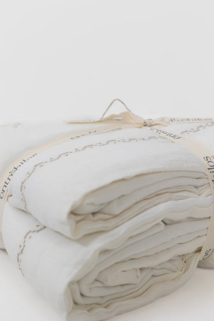 Piecera - Sofá Cover Lino Bordado Natural