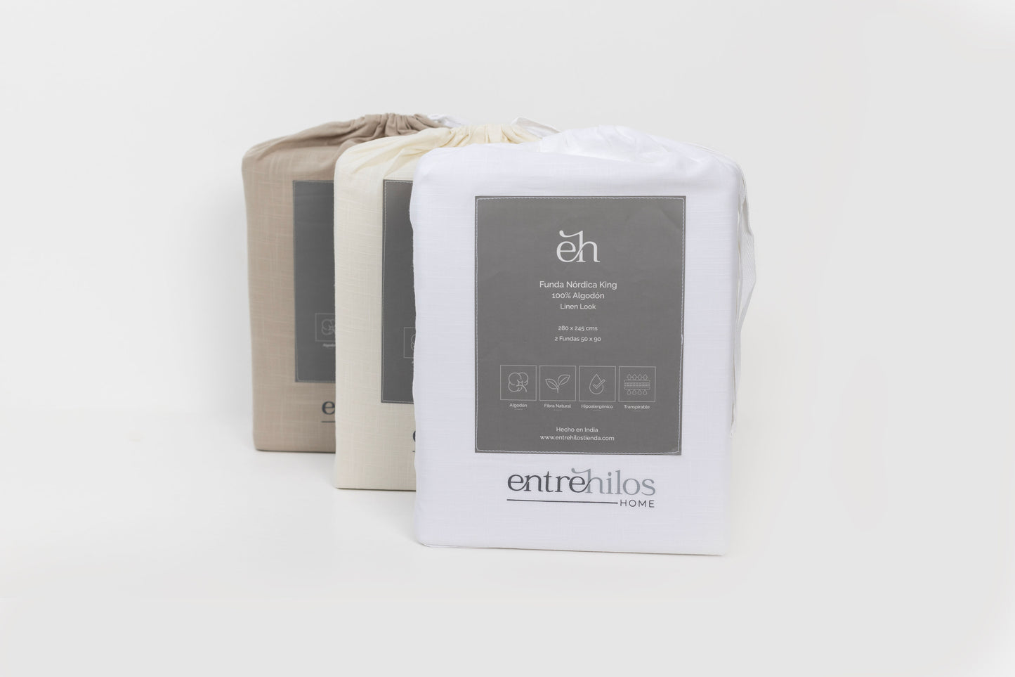 Set Funda Nórdica 100% Algodón Look Lino Queen