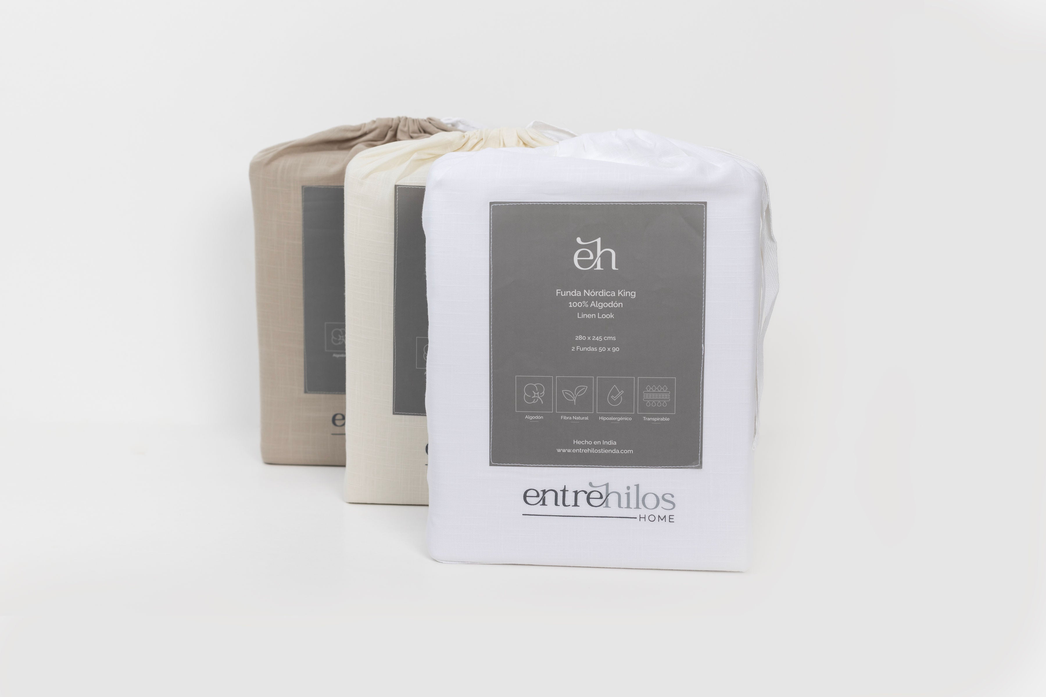 Set Funda Nórdica 100% Algodón Look Lino King -S King